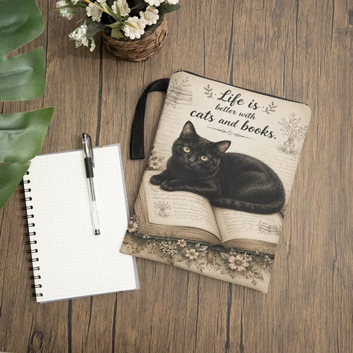 Cat themed book sleeve - book, cover
