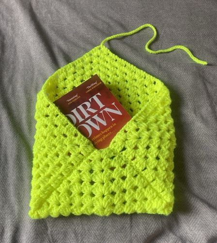Crocheted neon yellow book - crocheted,